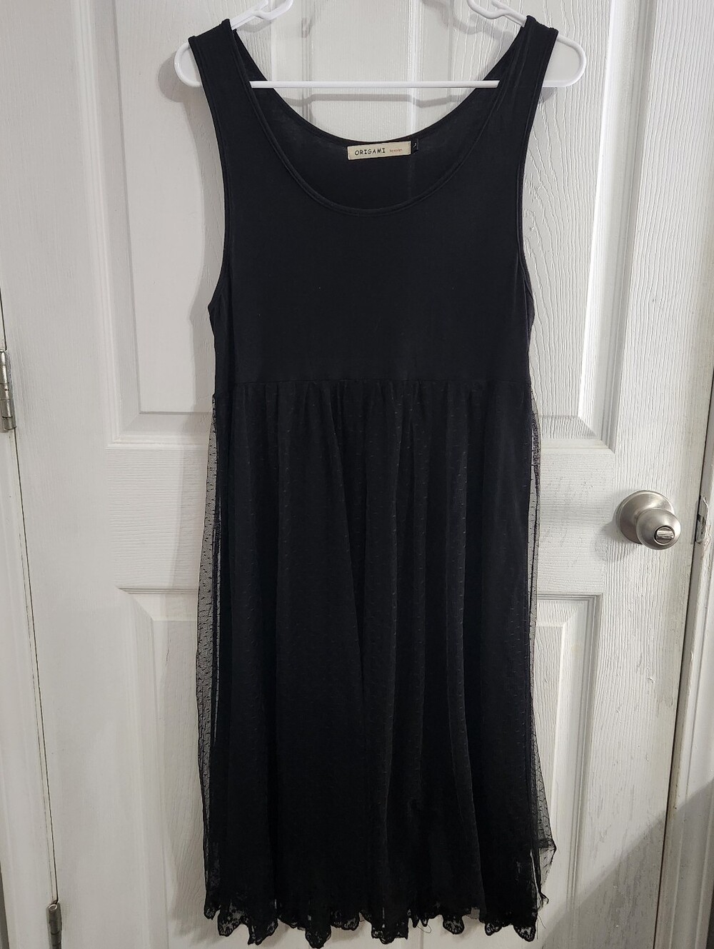 Origami by Vivien black midi dress balletcore lace whimsical feminine twee LG